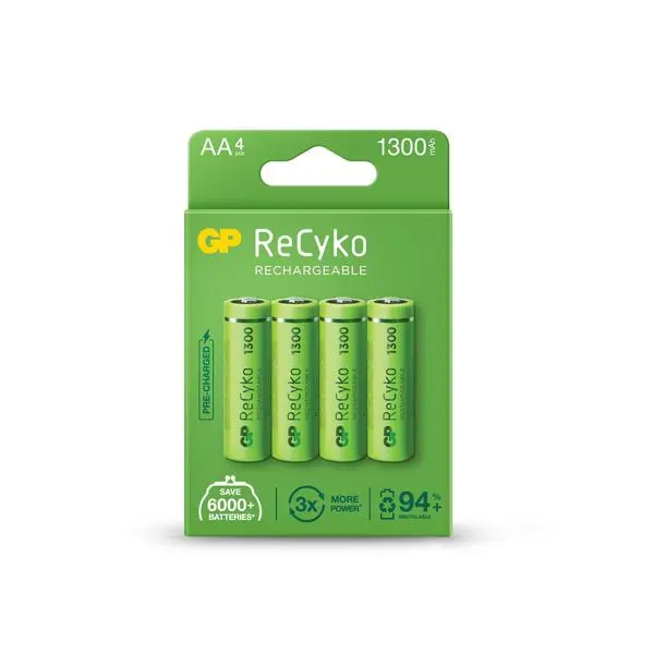 Акумулаторна Батерия R6 AA 130AAHC-EB4 1300mAh NiMH 4 бр. в опаковка GP - GP-BR-130AAHC-EB4