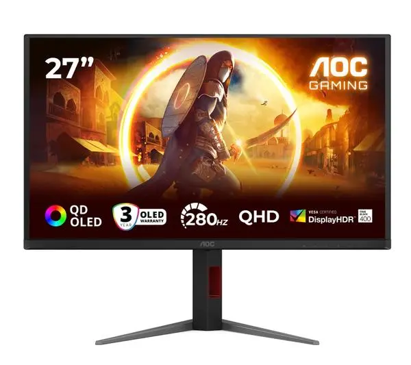 AOC  27" QD-OLED, 2560x1440@280Hz, 0.03ms GtG, 1.5M:1, 1000cd m/2, Adaptive Sync, FlickerFree, Anti Blue Light - Q27G4ZD