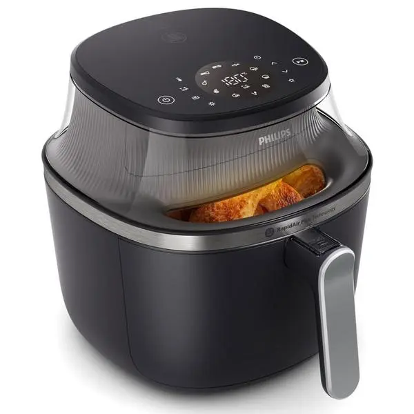 Фритюрник с горещ въздух Philips NA331/00, 6.2 л. вместимост, 12 програми, таймер, незалепващо покритие, RapidAir Plus технология, 1700W
