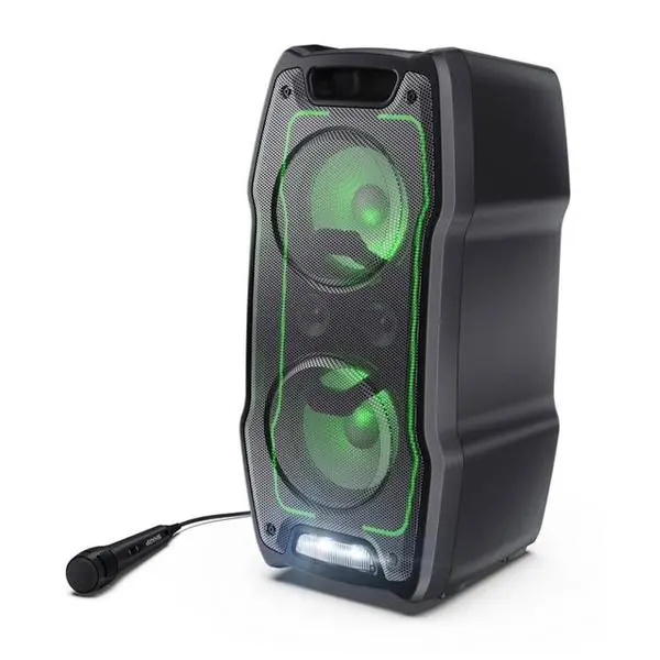 Комплект караоке колона и микрофон Sharp PS-931, 2.0, 54W RMS (27W + 27W), Bluetooth, USB, Jack 3.5mm, черни, IPX4 защита, до 13 часа време на работа