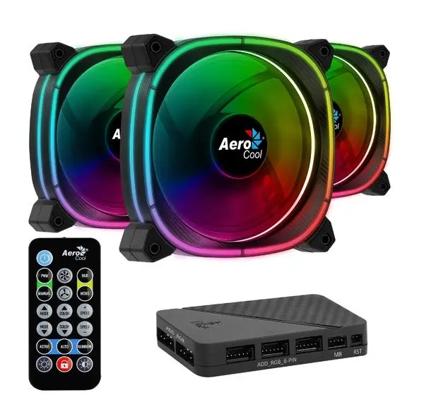 AeroCool Комплект вентилатори Fan Pack 3-in-1 3x120mm ASTRO 12 Pro Addressable RGB with Hub, Remote - ACF3-AT10217.02