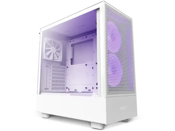 Кутия NZXT H5 Flow RGB Matte White, Mid-Tower - NZXT-CASE-H51FW-R1