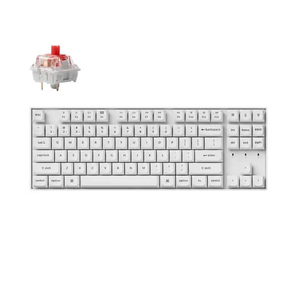 Геймърска механична клавиатура Keychron K8 Pro White QMK/VIA TKL K Pro (Hot Swappable) Red Switch RGB Backlight Plastic Frame - KEYCHRON-KEY-K8P-P1