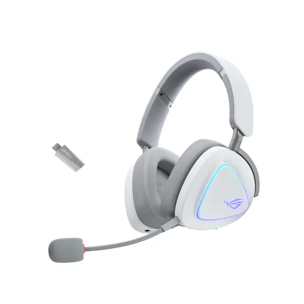 Геймърски безжични слушалки ASUS ROG Delta II White - USB-C, Aura Sync RGB - 90YH03W0-BHUA10