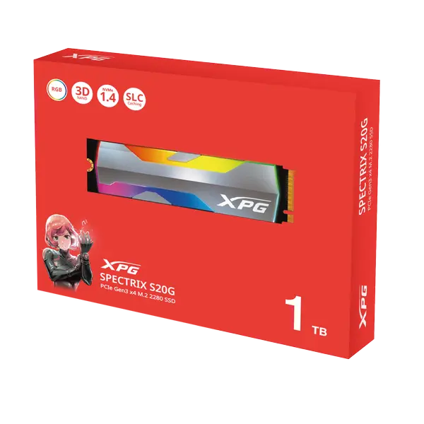 XPG SSD 1TB INT M2_PCI-E_GEN3 2280 NVMe RGB - ASPECTRIXS20G-1T-C