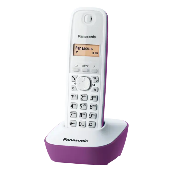 Безжичен DECT телефон Panasonic KX-TG1611 - лилав