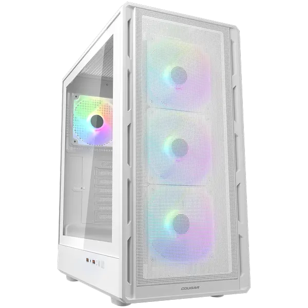 COUGAR AIRFACE PURE RGB PC Case, Mid Tower, White - CGR-2GA5W-RGB