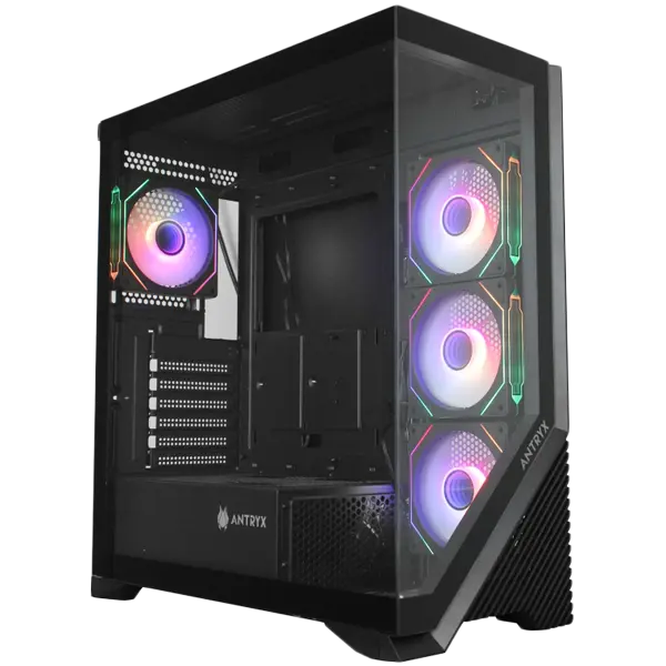 Chassis FC-AR17A-ARGB, 7 slots, 1 x Type C, 2 X USB 3.0, 4 x ARGB, remote, Without PSU, Black - FC-AR17A-ARGB