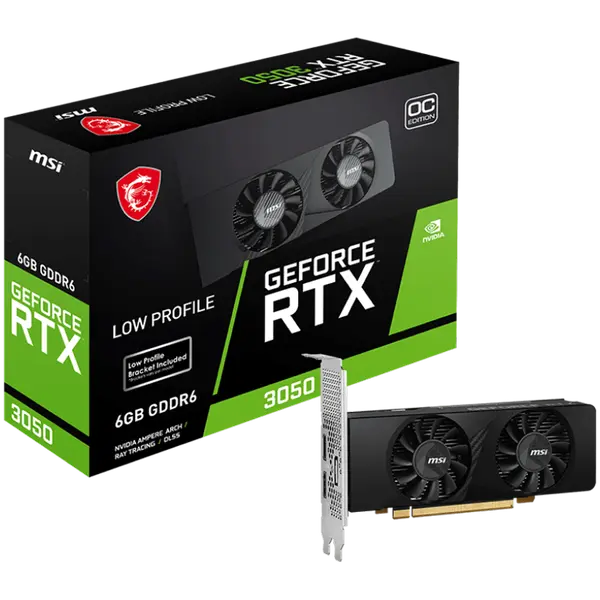 MSI Video Card Nvidia GeForce RTX 3050 LP 6G OC, 2x HDMI, 1x DP, DUAL FAN, ATX - RTX_3050_LP_6G_OC