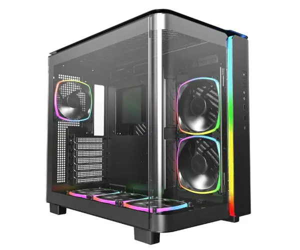 Montech Montech кутия KING 95 Pro, Dual Chamber Mid-tower Case, 6 ARGB Fans, 2 Front Panels, Black - MONTECH-KING-95-PRO-BK