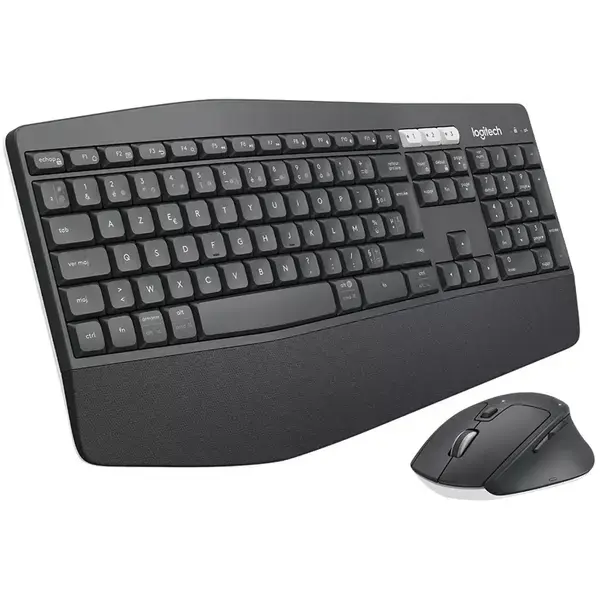 Logitech MK850, безжични, оптична (1000 dpi), нископрофилни клавиши, извит дизайн, Bluetooth/USB, черни, US International, 920-008226