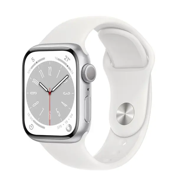 Apple Watch Series 8 GPS 41mm Silver Aluminium Case with White Sport Band - Regular - MP6K3BS/A