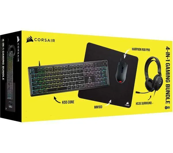 CORSAIR Геймърски бъндъл 4 в 1 - K55 CORE / HARPOON RGB PRO / HS35 Surround v2 / MM100 - CORSAIR-KEY-BUNDLE