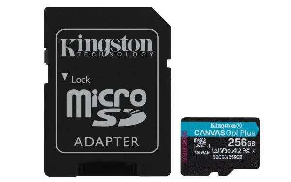 Kingston Canvas Go! Plus microSDXC 256GB, UHS-I, Class 10, U3, V30, A2, Адаптер, KIN-SDCG3-256GB