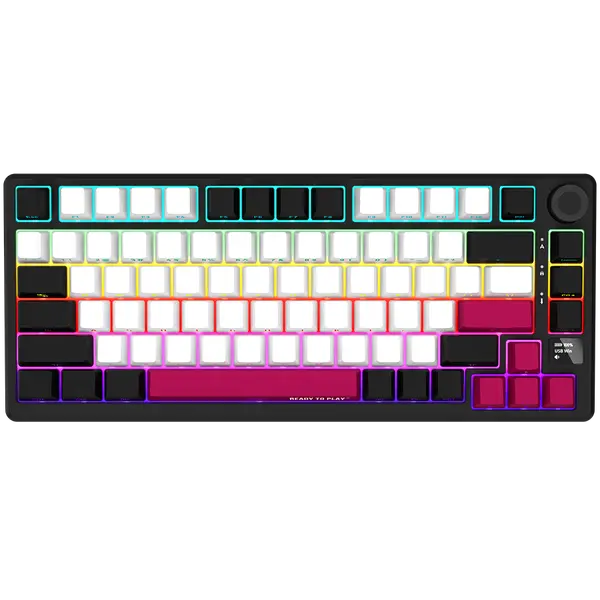 LORGAR KBP7075W, Wireless 75% Mechanical Gaming Keyboard Pro, Black/red, EN layout - LRG-KBP7075W-BK-US