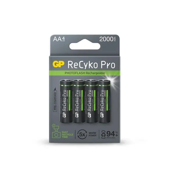 Акумулаторна Батерия GP R6 AA 2000mAh RECYKO + PRO Fast Flash GP-BR-210AAHCF-APCEB4 NiMH /до 500 цикъла/  4 бр. в опаковка GP - GP-BR-210AAHCF-APCEB4