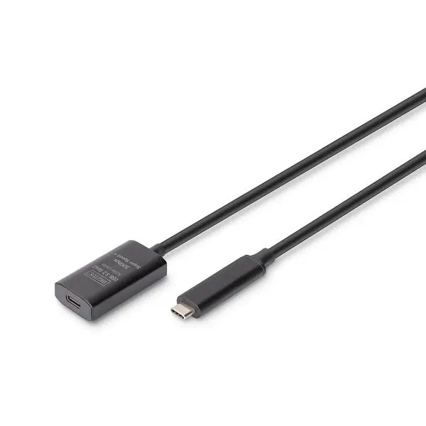 DIGITUS USB 3.2 Type-C активен удължителен кабел, M/F, черен, 5.0 м - DA-73112