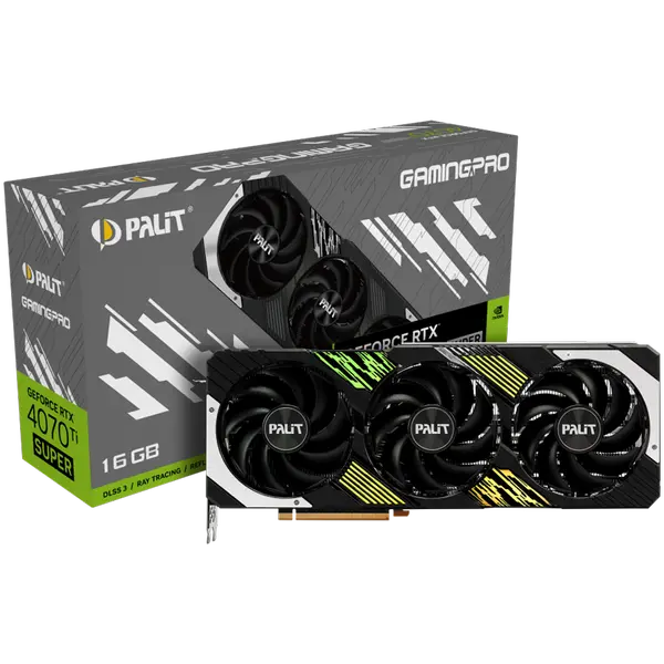 Palit RTX 4070Ti Super GamingPro 16GB GDDR6X, 256 bit, 1x HDMI 2.1a, 3x DP 1.4a, 3 Fan, 1x 16-pin power connector, recommended PSU 750W, NED47TS019T2-1043A - 4710562244267_3Y
