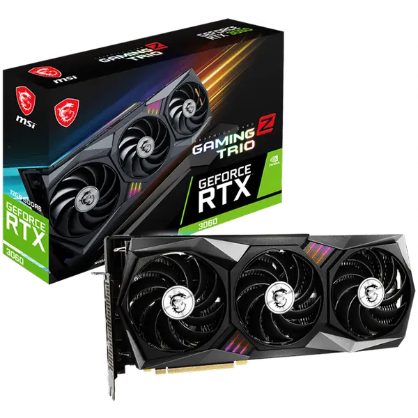 MSI Video Card Nvidia GeForce RTX 3060 GAMING Z TRIO 12G, 12GB GDDR6, 192-bit, 360 GB/s, 15 Gbps, 1867 MHz Boost, 3584 CUDA Cores, PCIe 4.0, 3x DisplayPort 1.4a - RTX_3060_GAMING_Z_TRIO_12G