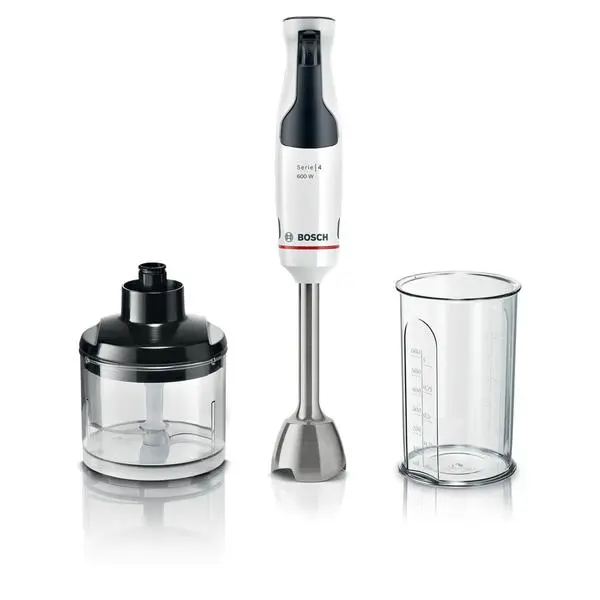 Пасатор Bosch MSM4W220, с кана и чопър, 600W, 1 степен на работа, бял
