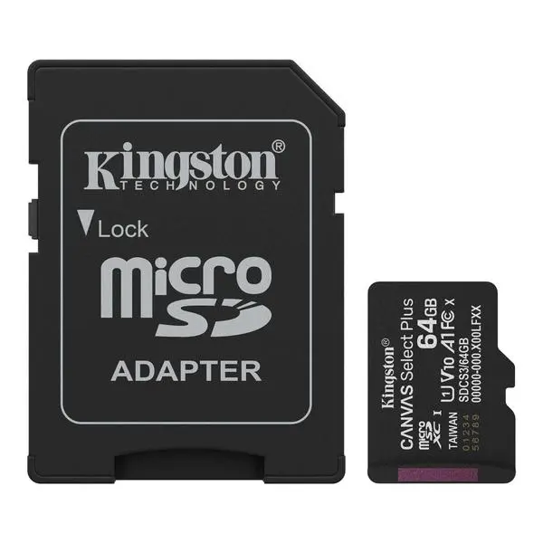 KINGSTON SDMICRO 64GB UHS-I CL10 PLASTIC - SDCS3/64GB