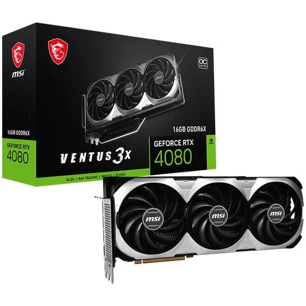 MSI Video Card Nvidia GeForce RTX 4080 16GB VENTUS 3X OC, 256bit, 16GB CDDR6X, 9728 CUDA Cores, PCIe 4.0, 3x DP 1.4, HDMI 2.1, RAY TRACING, Triple Fan - RTX_4080_16GB_VENTUS_3X_OC