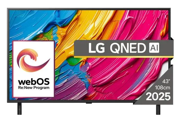 LG  43" 4K QNED HDR Smart TV, 3840x2160, DVB-T2/C/S2, a7 AI Processor, HDR10 / HLG, webOS 25 ThinQ, VRR / ALLM / HGiG - 43QNED80A3A