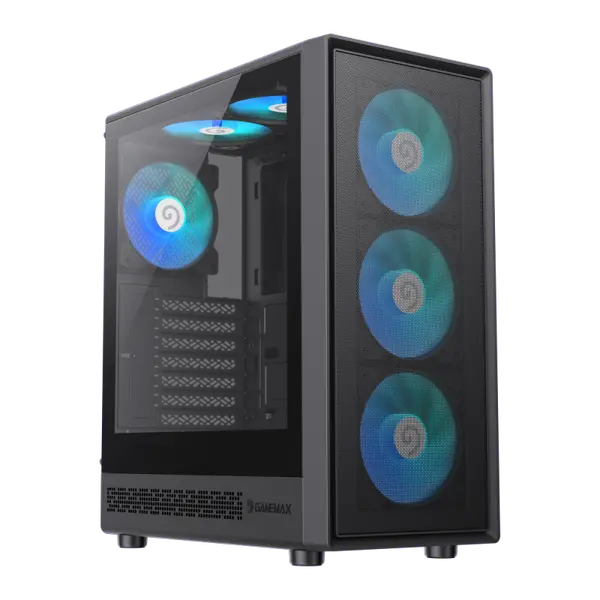 GameMax Computer Case Storm 2 Black, Storm 2 AW ATX Mid Tower PC Case, offering ample room