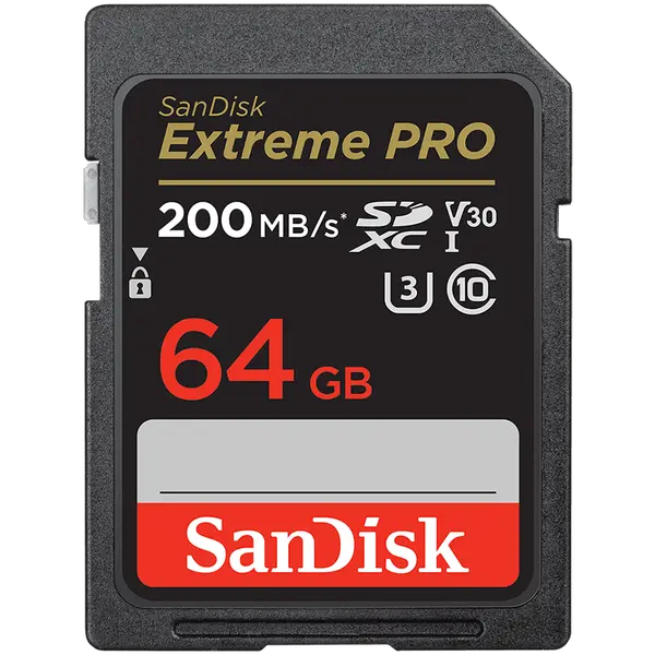 SANDISK Extreme PRO 64GB SDXC Memory Card + 2 years RescuePRO Deluxe up to 200MB/s & 90MB/s Read/Write speeds, UHS-I, Class 10, U3, V30 - SDSDXXU-064G-GN4IN
