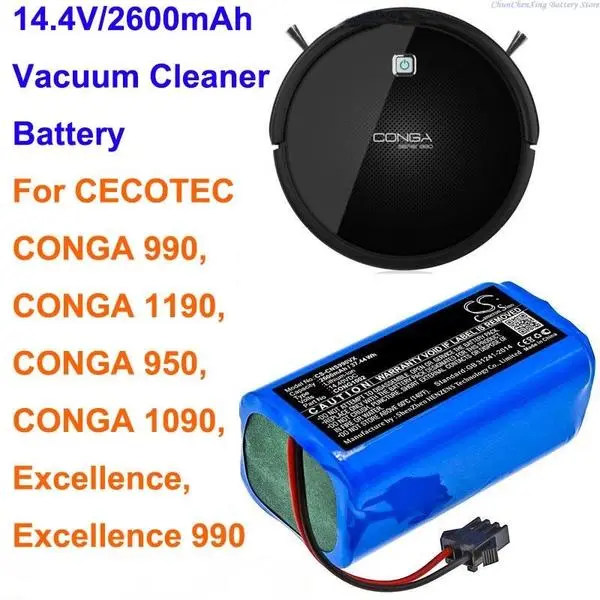 Батерия за прахосмукачка робот Cecotec Conga 900 / 950 / 990 / 1090 / 1190 / Excellence / Excellence 990, 2600 mAh - 101