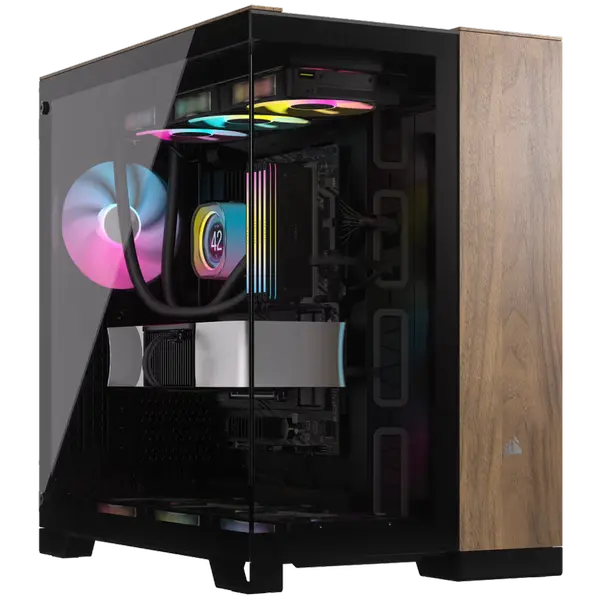 Corsair 6500X Tempered Glass Mid-Tower, Black/Walnut Wood - CC-9011282-WW