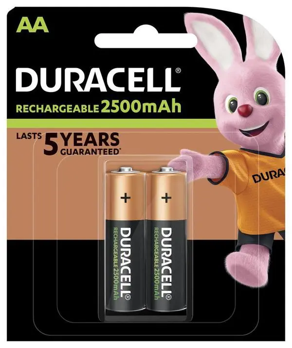 Акумулаторна батерия DURACELL R6 AA, 2500mAh NiMH, 1.2V, 2 бр. в опаковка - DUR-BR-AA-2500MAH-2PK