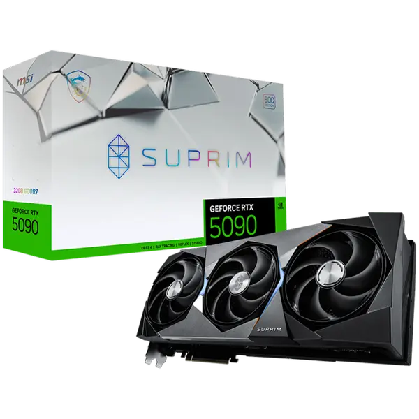 MSI Video Card Nvidia GeForce RTX 5090 32G SUPRIM SOC (32GB GDDR7/512bit, PCI-E Gen 5 x16, 3xDP, 1xHDMI, Recommended PSU 1000W, 3 fans) - RTX_5090_32G_SUPRIM_SOC