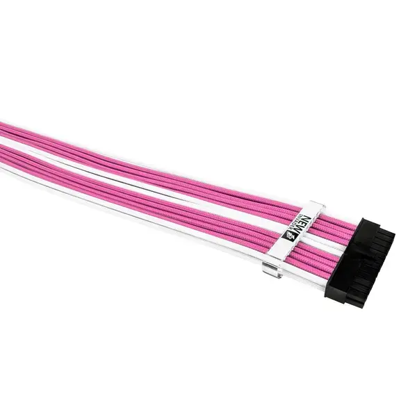 1stPlayer Комплект удължителни кабели Custom Modding Cable Kit Pink/White ATX24P, EPS, PCI-e - PKW-001