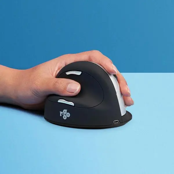 R-Go Мишка HE ергономична лява Bluetooth голяма черна/сребърна -  (A)   - RGOHELELAWL (8 дни доставкa)