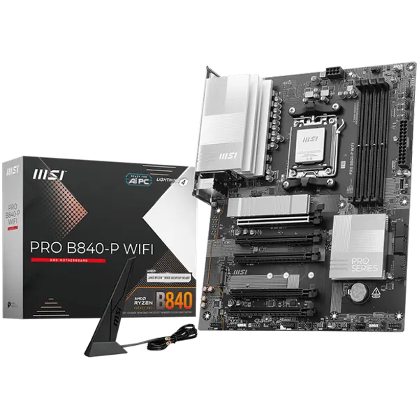 MSI PRO B840-P WIFI, ATX, Socket AM5, 4x DDR5 Dual Channel DDR5 up to 8000(OC)MHz - PRO_B840-P_WIFI