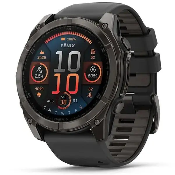 Garmin fenix 8 51mm (Black/Pebble Grey), 1.4" (3.55cm) AMOLED дисплей, Bluetooth, ANT+, Wi-Fi, GPS, 32GB Flash памет, мониторинг на съня, следене на сърдечния ритъм, 10ATM, до 29 дни време на работа, черен, 010-02905-21