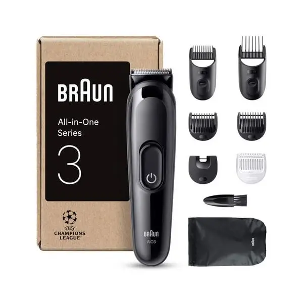 Тример Braun All-In-One Trimmer Style Kit Series 3, 14 настройки на дължината, до 50 минути време на работа, черен