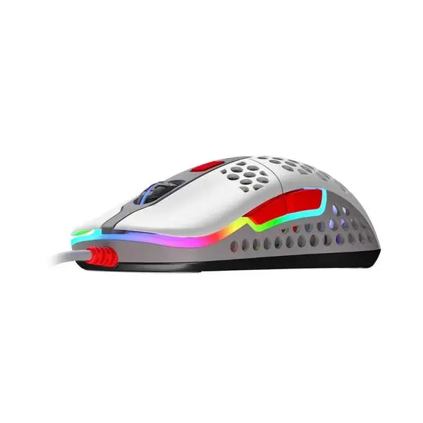 Геймърска мишка Xtrfy M42 Retro, RGB, Бял/Сив/Червен - XTRFY-MOUSE-1303