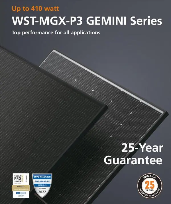 Соларен модул WINAICO WST-400MGX-P3 GEMINI Full black 400Wp