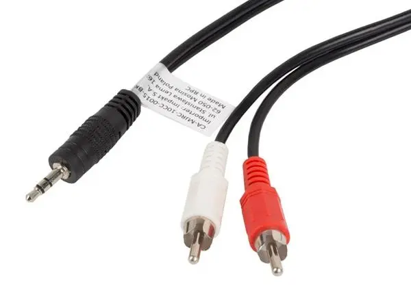 Lanberg mini jack 3.5mm (M) 3 pin -> 2X RCA (chinch) (M) cable 1.5m - CA-MJRC-10CC-0015-BK