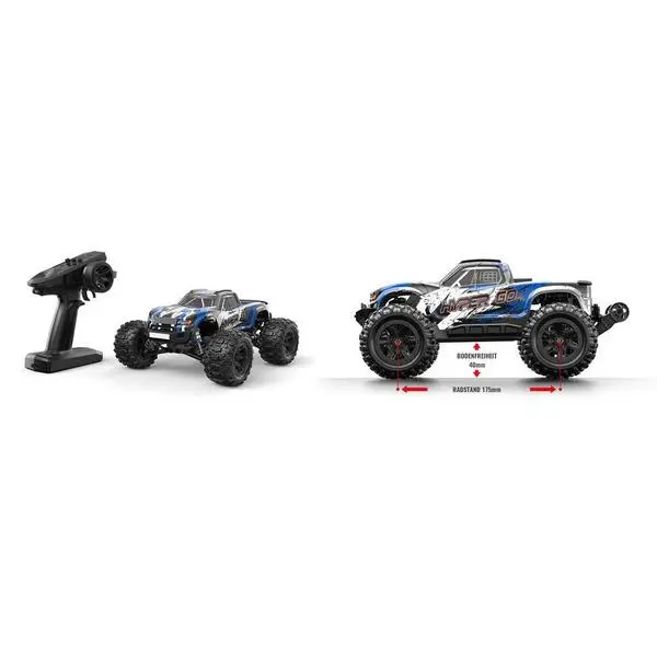 Amewi RC автомобил HyperGo Monster Truck Li-Po 1050mAh син /14+ - най-добрият RC автомобил за любителите на високото качество