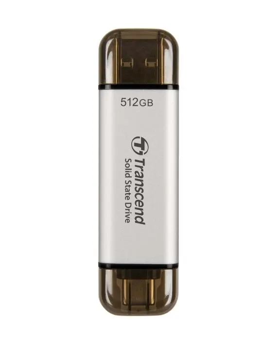 Transcend 512GB, External SSD, ESD310S, USB 10Gbps, Type C/A, Silver - TS512GESD310S - (P)