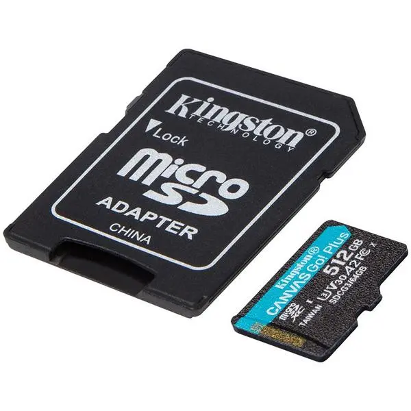 Kingston 512GB microSDXC Canvas Go Plus 170R A2 U3 V30 Card + ADP, EAN: 740617301328 - SDCG3/512GB