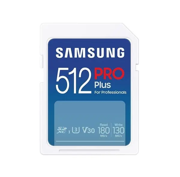 Samsung 512GB SD Card PRO Plus, UHS-I, Class10, Read 180MB/s - Write 130MB/s - MB-SD512S/EU