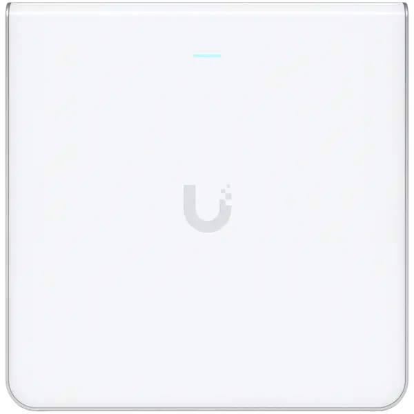 UBIQUITI U6 Enterprise In-Wall, 10 spatial streams, 115 m2 (1,250 ft2) coverage, 600+ connected devices, Powered using PoE+/PoE++, (4) GbE ports with (1) PoE output, 2.5 GbE uplink. - U6-ENTERPRISE-IW