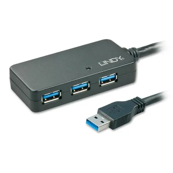 LINDY Активен USB 3.0 хъб + 10м удължител - LNY-43159