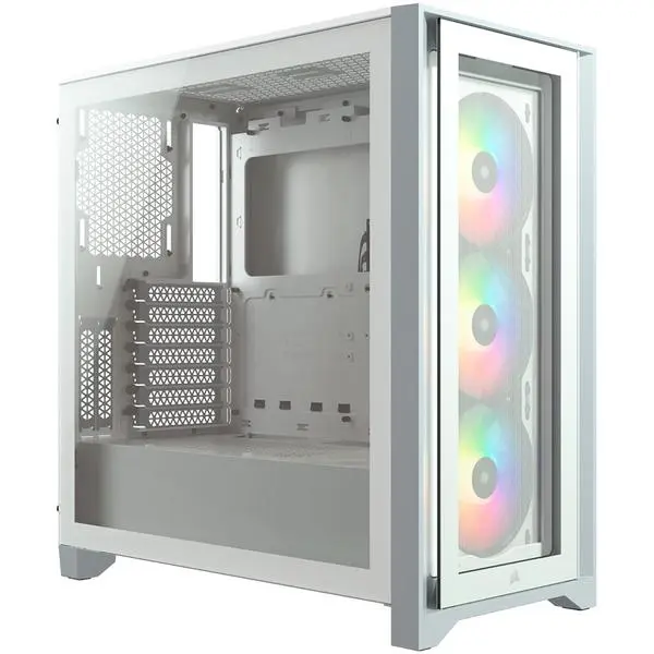 CORSAIR iCUE 4000X RGB Tempered Glass Mid-Tower ATX Case — White - CC-9011205-WW