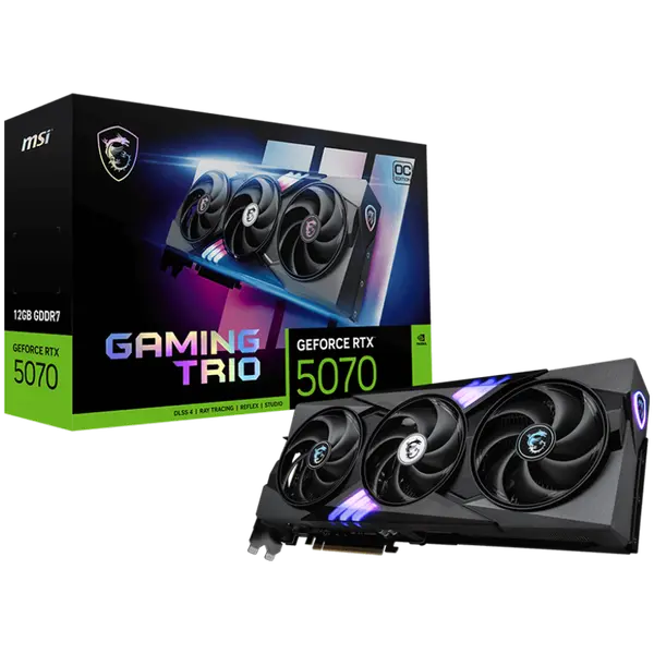 MSI Video Card Nvidia GeForce RTX 5070 12G GAMING TRIO OC, 12GB GDDR7, 192bit, Effective Memory Clock: 28000MHz, Boost: 2610 MHz, 6144 CUDA Cores, PCIe 5.0 - RTX_5070_12G_GAMING_TRIO_OC