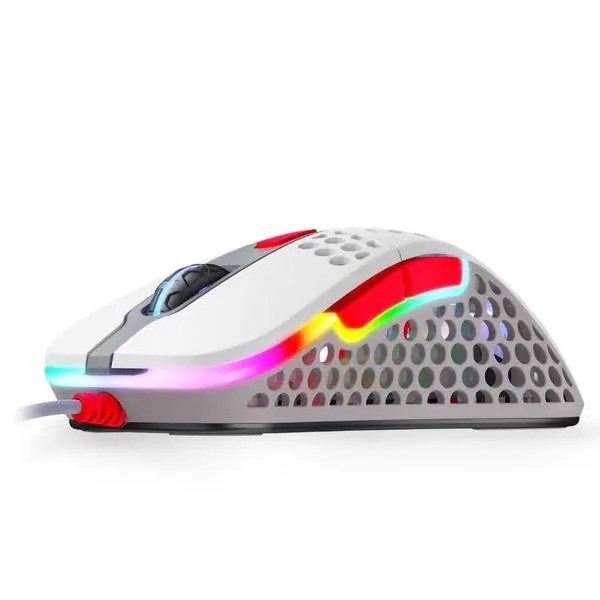Геймърска мишка Xtrfy M4 Retro, RGB, Бял/Сив/Червен - XTRFY-MOUSE-1158